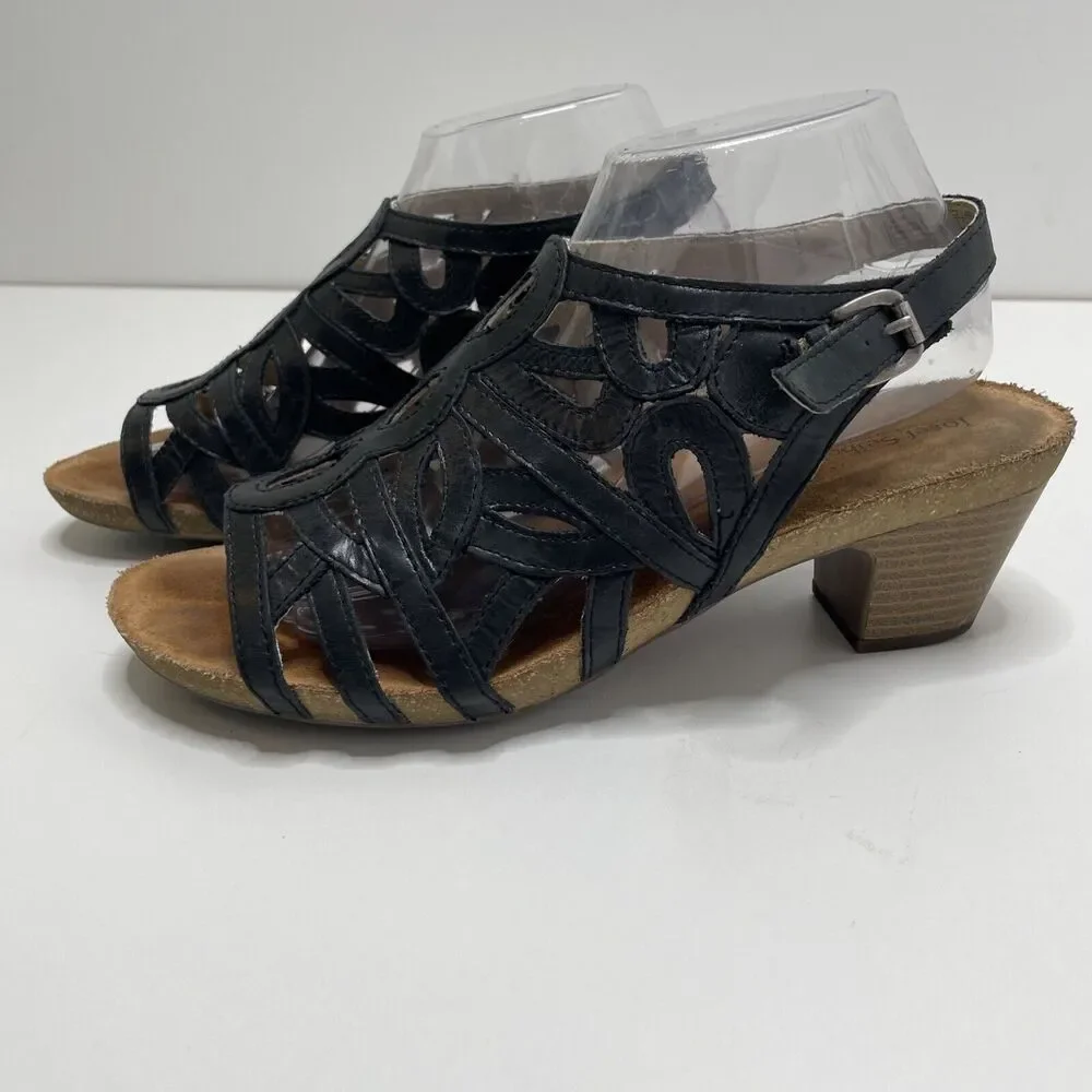 Josef Seibel‎ Women's Leather Sandal Shoe Ruth EU 41 US 9.5 Slingback Black